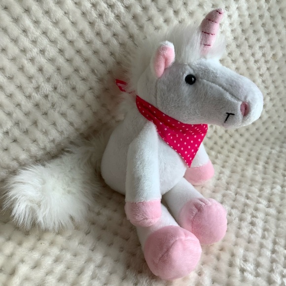 Kinder Surprise Plush Unicorn Pink White Dark Pink Bandanna Stuffed Animal Toy - Picture 10 of 12